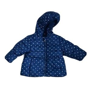 Girls Healthtex Navy Blue Polka Dot Winter Coat Jacket 12 Mos Whimsical Preppy